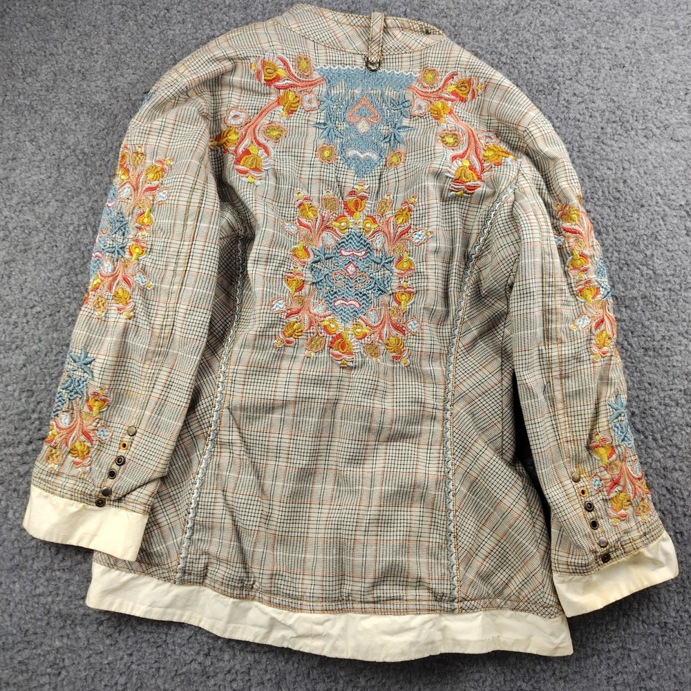 Johnny Was Biya blazer jacket plaid embroidered Floral Size Small Womens - Picture 12 of 12